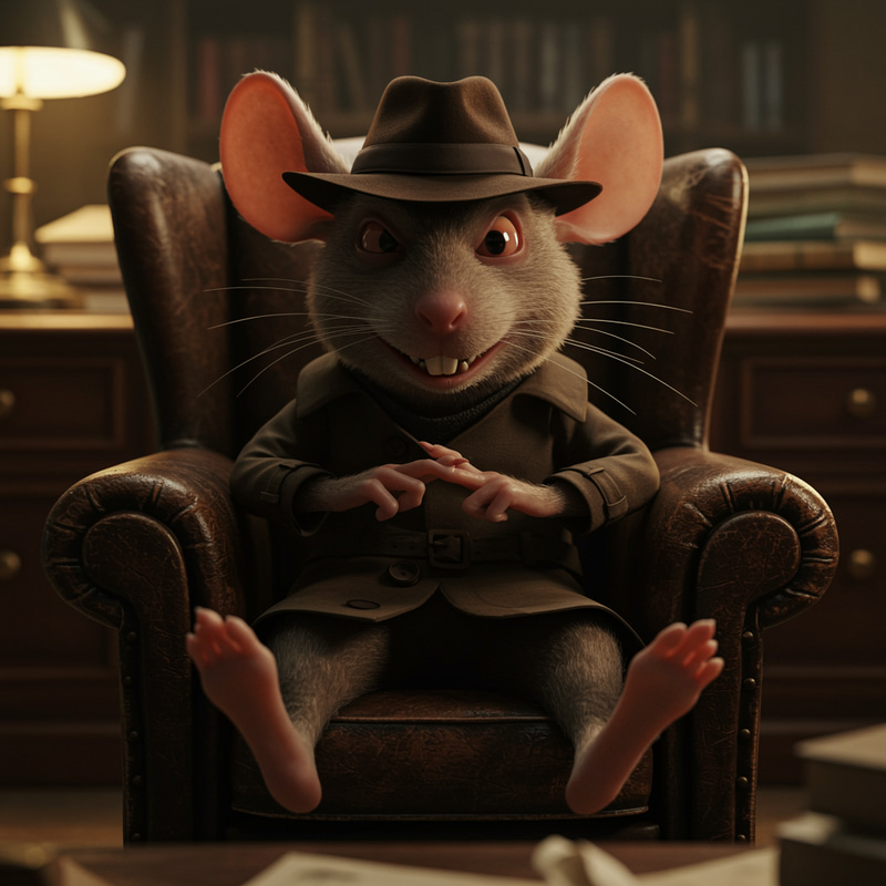 Evil Conniving Mouse in Trench Coat and Hat Evil Conniving Mouse in Trench Coat and Hat