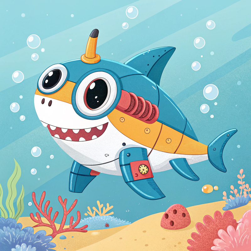 Robot Shark with Missiles: Pokemon Style Design Robot Shark with Missiles: Pokemon Style Design