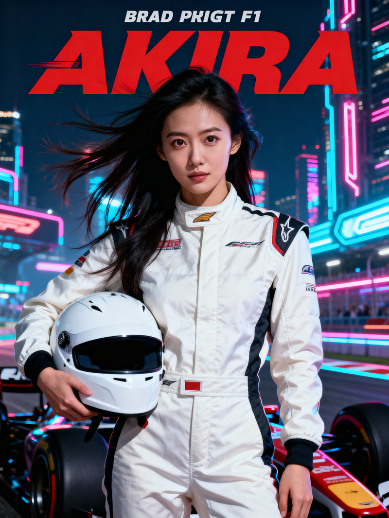 Powerful Chinese Female Racer in F1 Gear Powerful Chinese Female Racer in F1 Gear