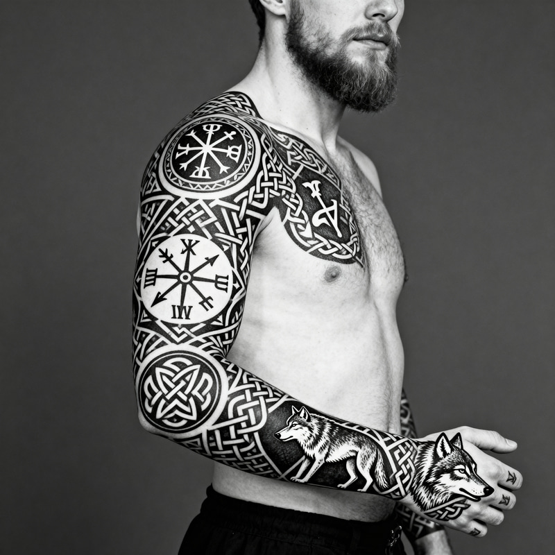 Intricate Viking Tattoo Sleeve Design