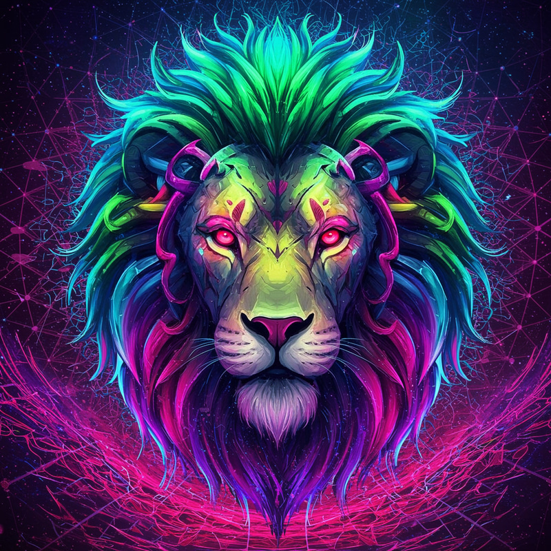 Psychedelic Biomechanical Lion Head Art Psychedelic Biomechanical Lion Head Art