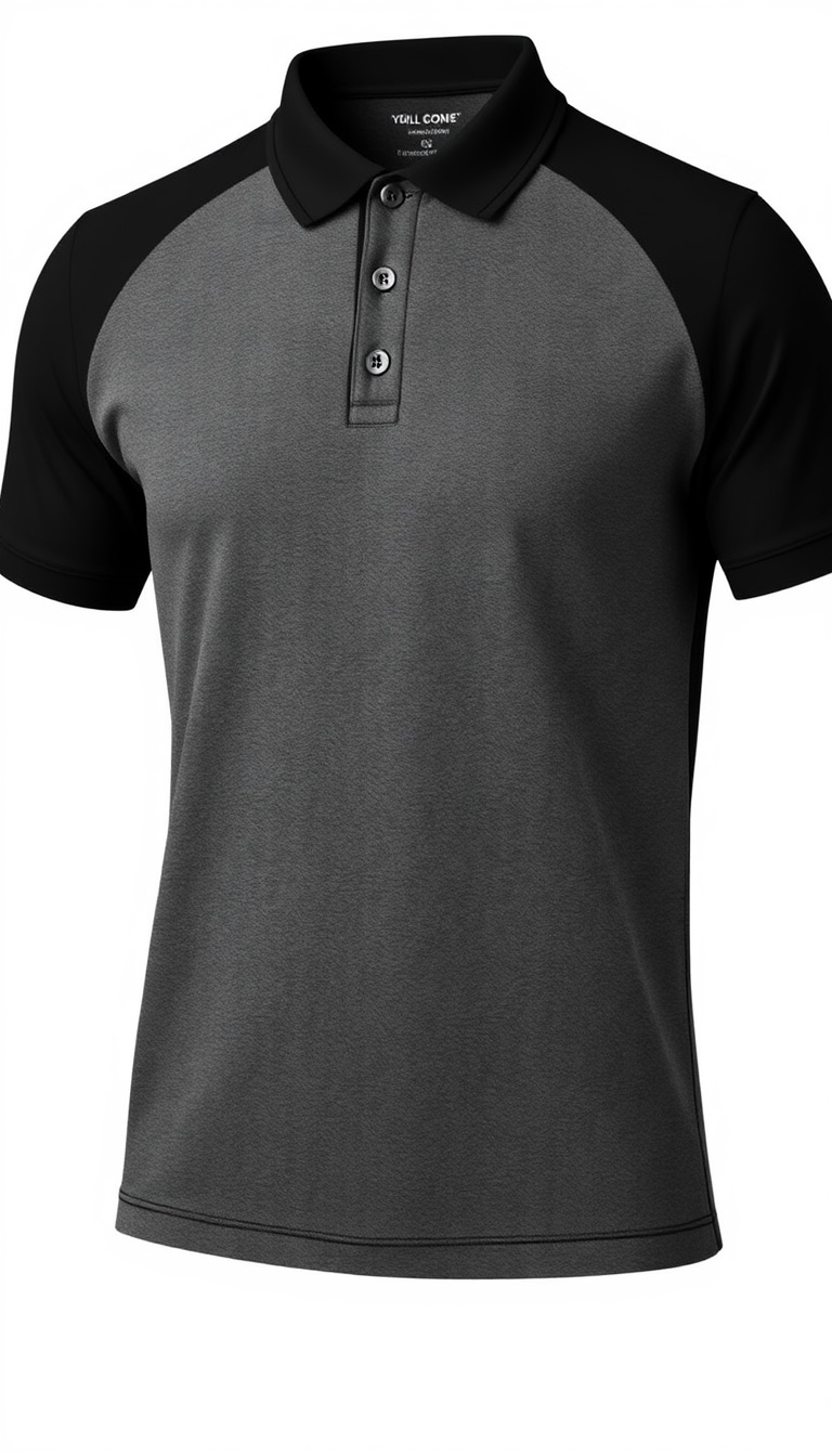 Stylish Dark Gray Polo Shirt with Black Collar Stylish Dark Gray Polo Shirt with Black Collar