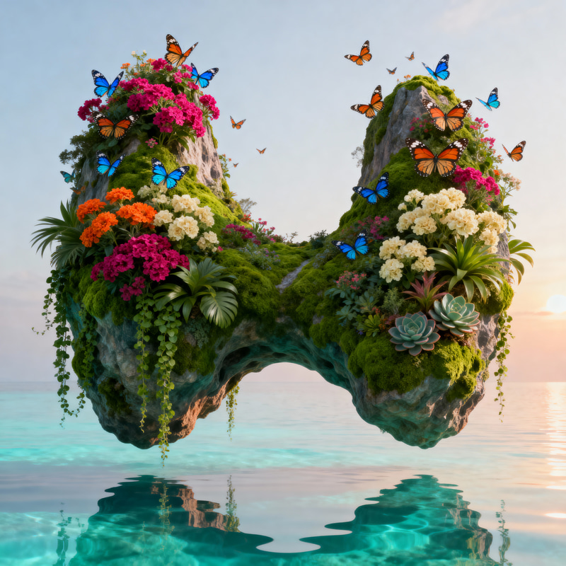 Surreal Thyroid Island in Tranquil Waters Surreal Thyroid Island in Tranquil Waters