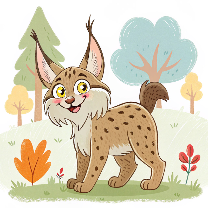 Cute Cartoon Lynx - Fun and Whimsical Designs Cute Cartoon Lynx - Fun and Whimsical Designs