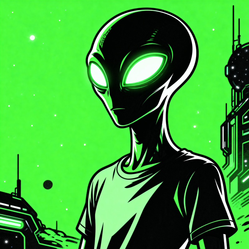 Glowing Alien Creature Illustration for T-Shirt Design