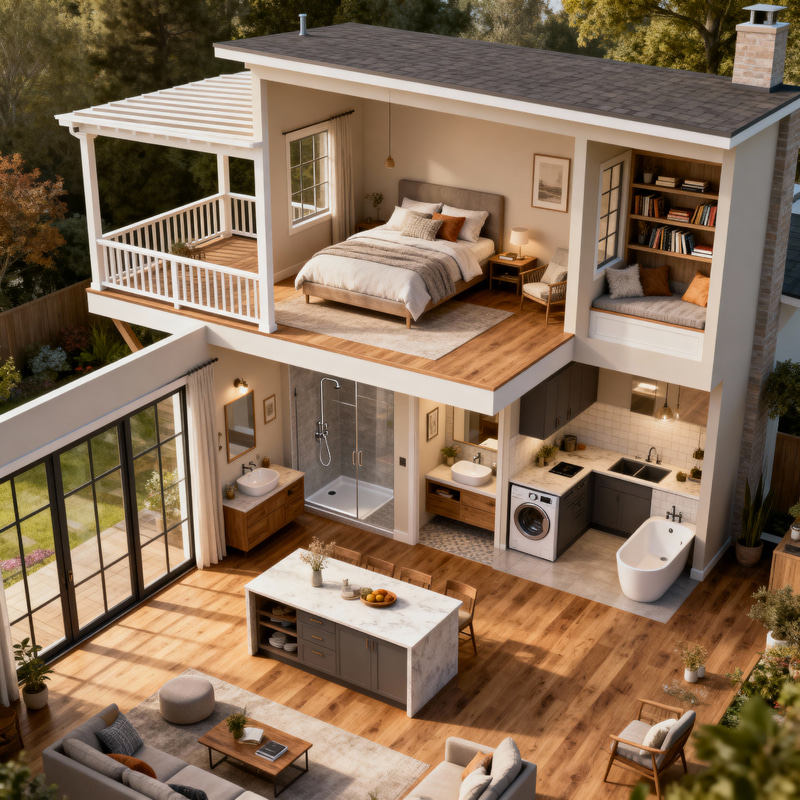 3D Loft House Floor Plan Design Overview