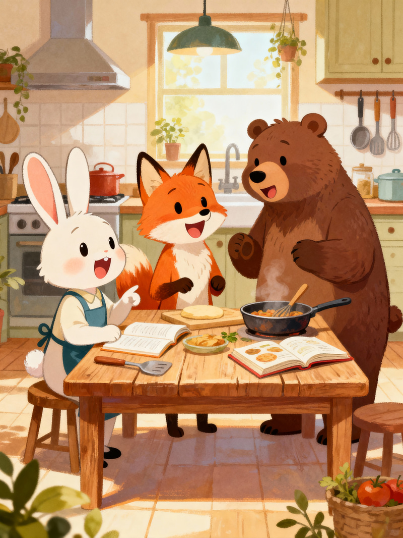 Cooking Competition Plans with Rabbit, Fox, and Bear Cooking Competition Plans with Rabbit, Fox, and Bear