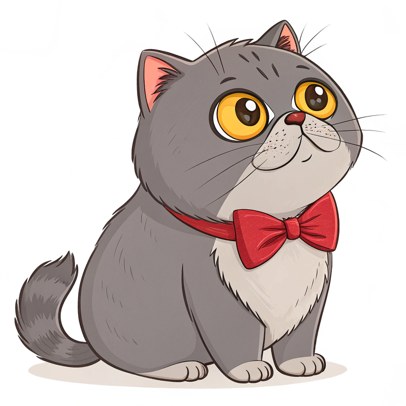 Adorable Exotic Shorthair Cat in Cartoon Style Adorable Exotic Shorthair Cat in Cartoon Style
