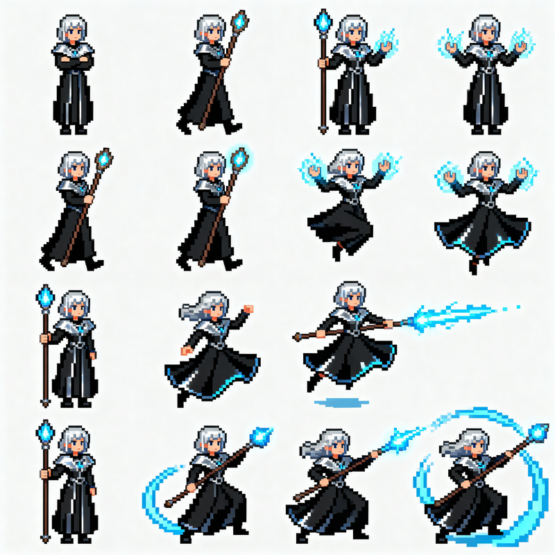 Pixel Art Mage Sprite Sheet for Game Development Pixel Art Mage Sprite Sheet for Game Development