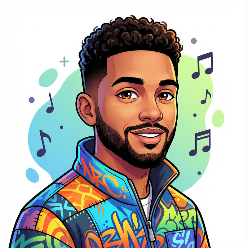 Stylized Illustrated Portrait of a Young Music Artist Stylized Illustrated Portrait of a Young Music Artist