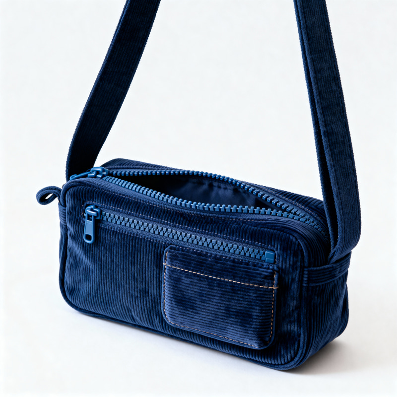 Deep Blue Corduroy Shoulder Bag - Stylish & Functional