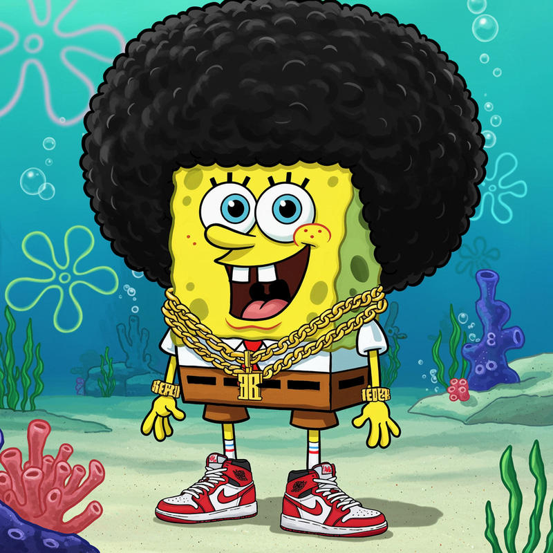 SpongeBob in Black Afro and Jordan Style SpongeBob in Black Afro and Jordan Style