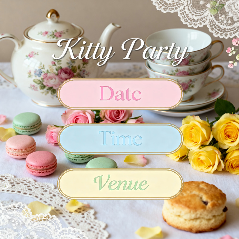 Charming Kitty Party Invitation Template