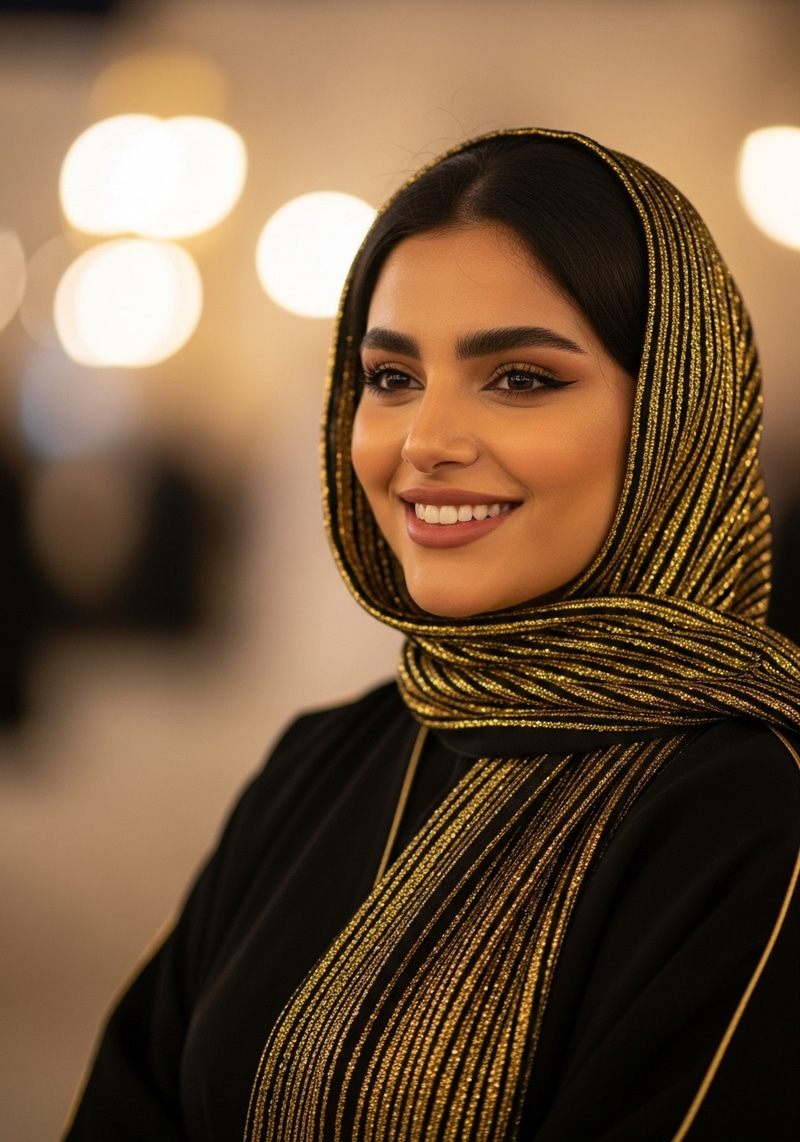 Warm Smiles of a Saudi Woman Celebrating Eid Adha