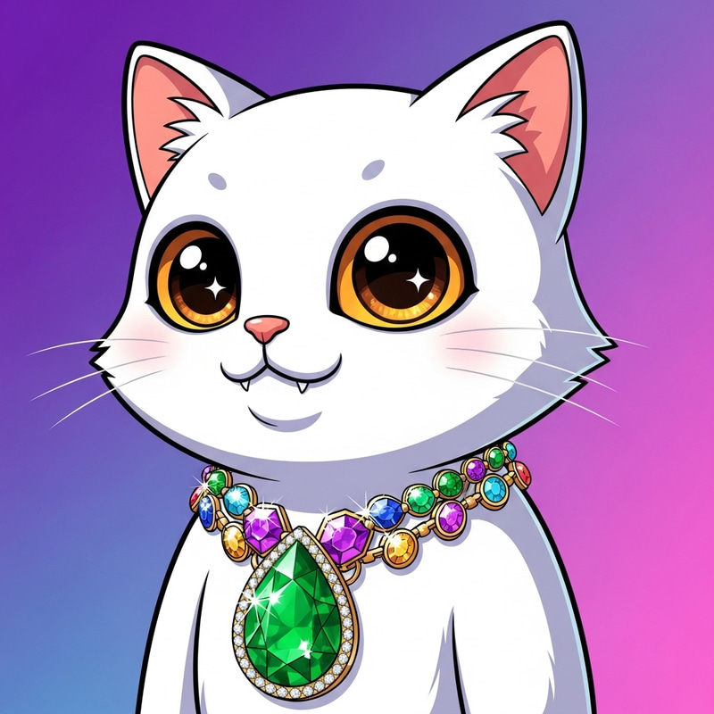 Adorable Cat Mascot with Jewels & Drip