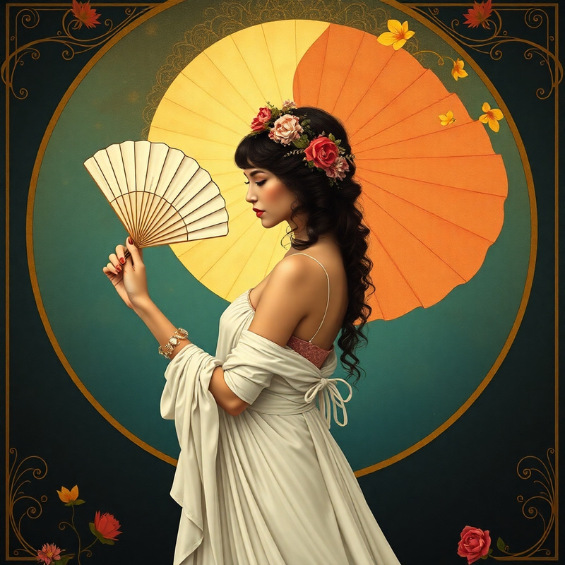 Arefed Woman in Alphonse Mucha Style Art Nouveau