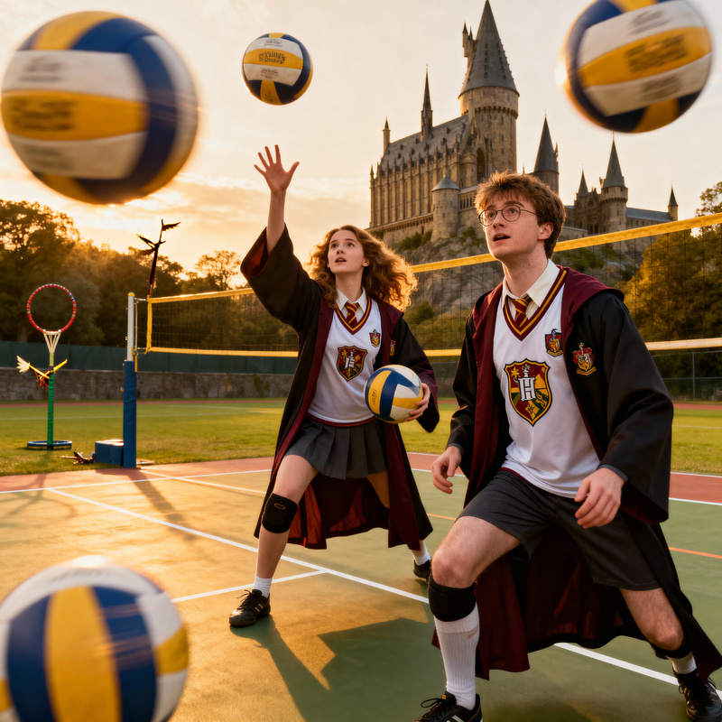 Hermione Granger & Harry Potter as Volleyball Players