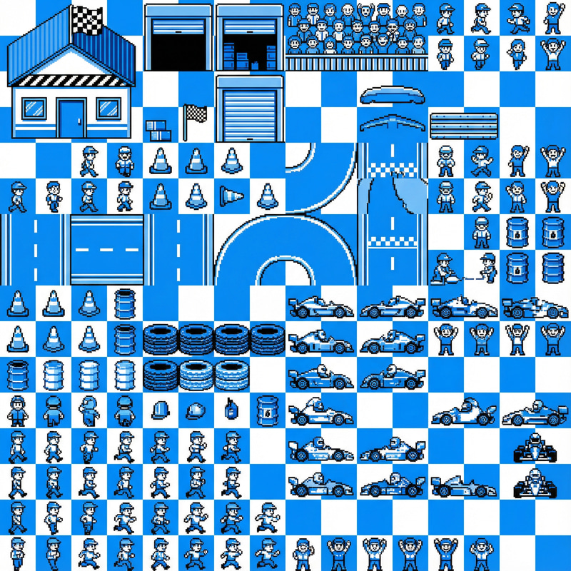 Racing Game Sprite Sheet: 2D Animation Frames Racing Game Sprite Sheet: 2D Animation Frames