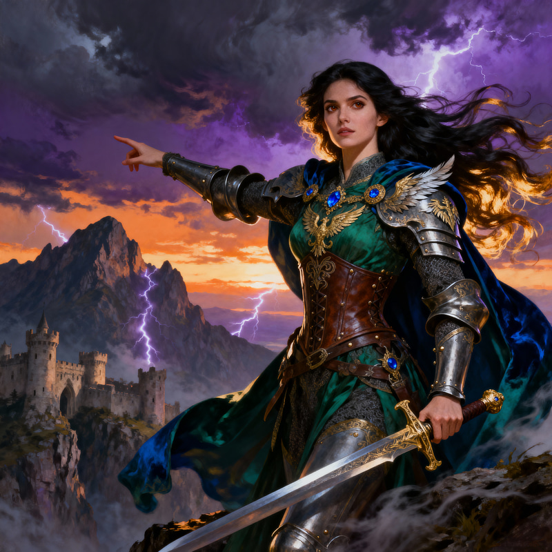 Imposing Warrior Princess in Fantasy World Art Imposing Warrior Princess in Fantasy World Art