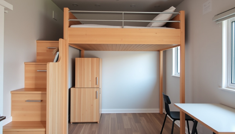 Cozy Small Loft Bed with Storage Solutions Cozy Small Loft Bed with Storage Solutions