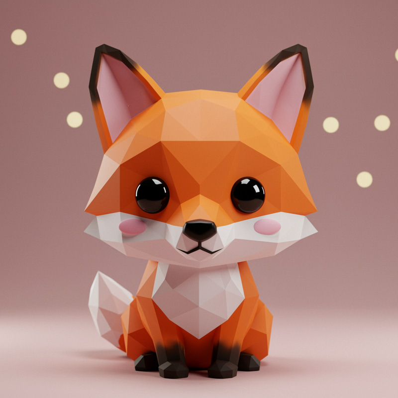 Cute 3D Geometric Fox Design Cute 3D Geometric Fox Design