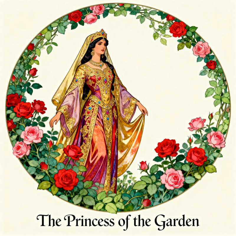 Elegant Arabic Princess Illustration in Vintage Style Elegant Arabic Princess Illustration in Vintage Style