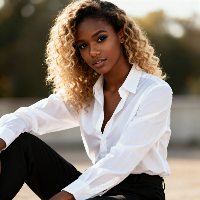 Stylish Young Woman in Chic Office Attire Stylish Young Woman in Chic Office Attire