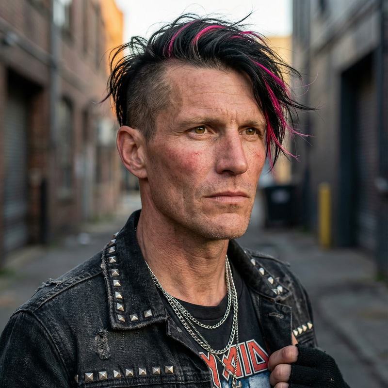 Stylish Punk Man with Striking Features Stylish Punk Man with Striking Features