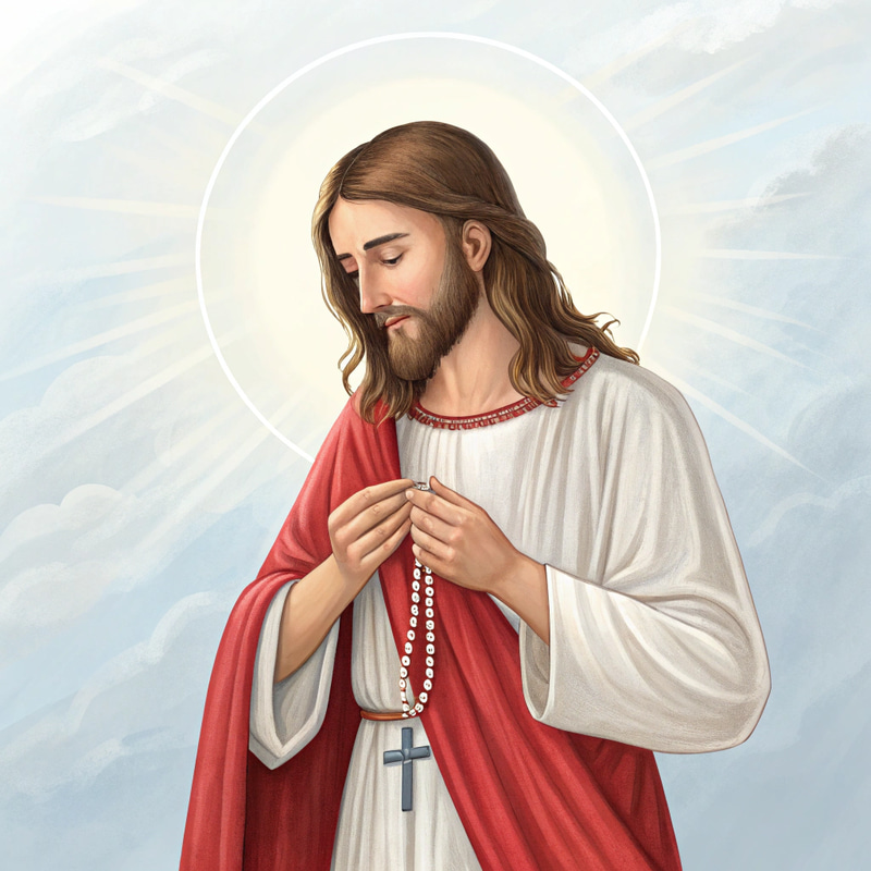 Divine Mercy Jesus with Rosary - Vertical Artwork Divine Mercy Jesus with Rosary - Vertical Artwork