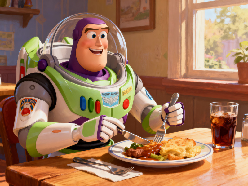 Buzz Lightyear Dining Table Scene - Pixar Style