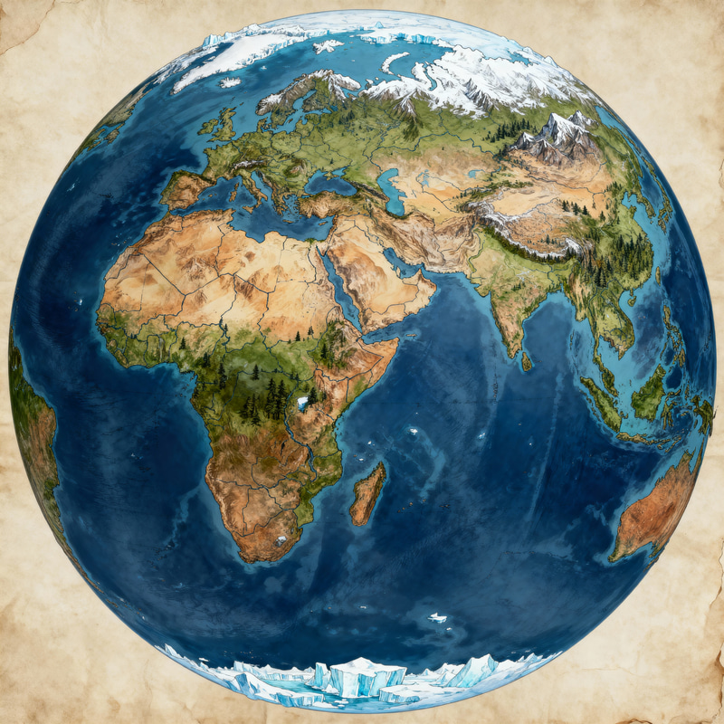 Epic Fantasy Map of Super Earth with Topography Epic Fantasy Map of Super Earth with Topography