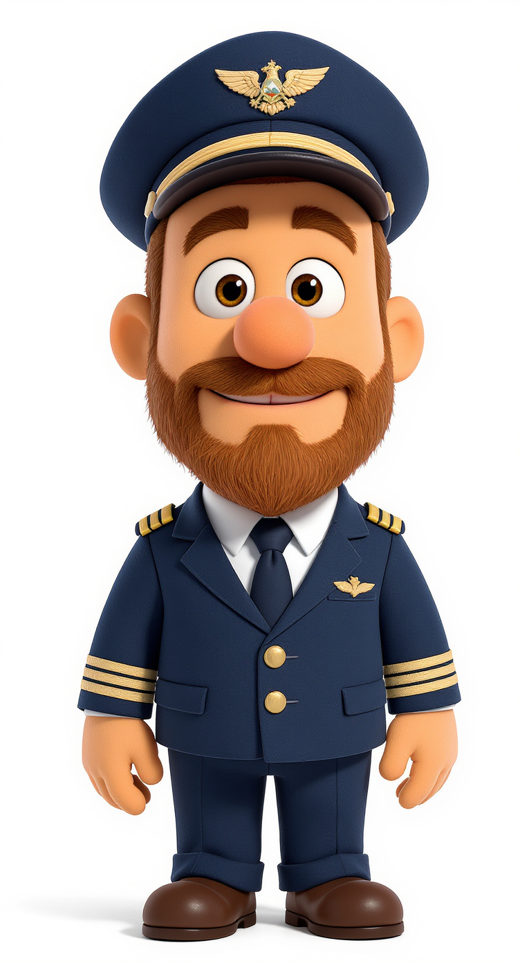 Cheerful Male Pilot Cartoon Avatar Creation Cheerful Male Pilot Cartoon Avatar Creation