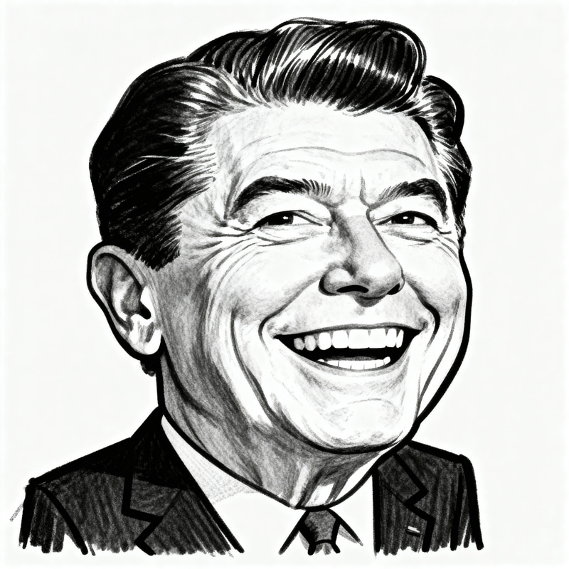 Funny Ronald Reagan Caricature Full Body Illustration Funny Ronald Reagan Caricature Full Body Illustration