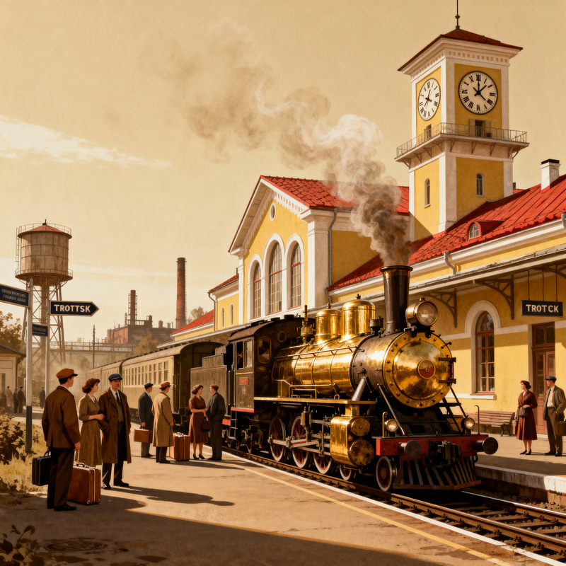 Retro Train at Troitsk Railway Station Retro Train at Troitsk Railway Station