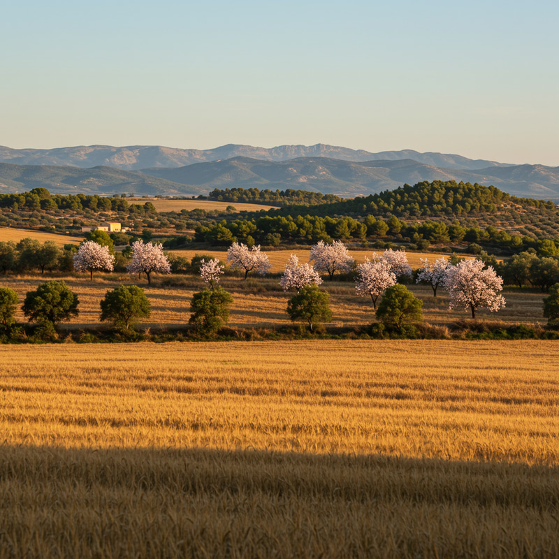 Stunning Mediterranean Landscape with Almonds and Olives Stunning Mediterranean Landscape with Almonds and Olives