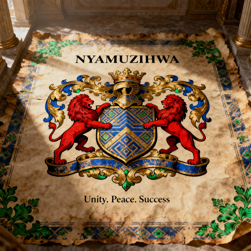 Regal Family Crest Design with Majestic Lions