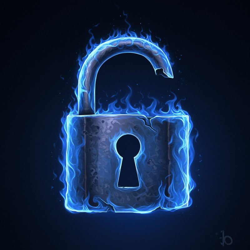 Lock Open with Blue Flames - Stunning Visuals