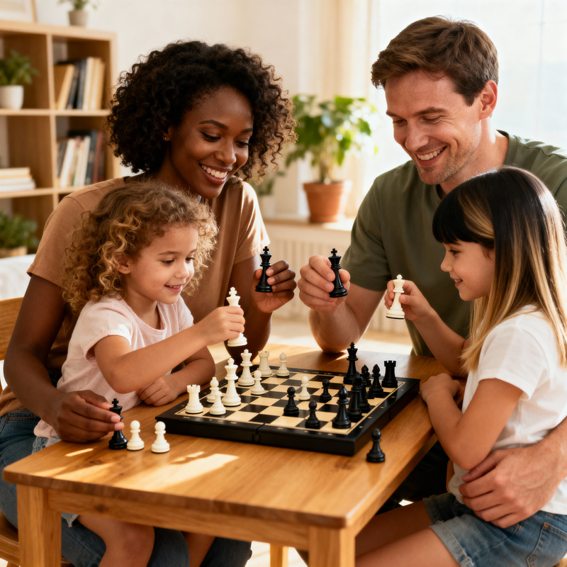 Mixed Family Playing Chess Together | Family Fun Mixed Family Playing Chess Together | Family Fun