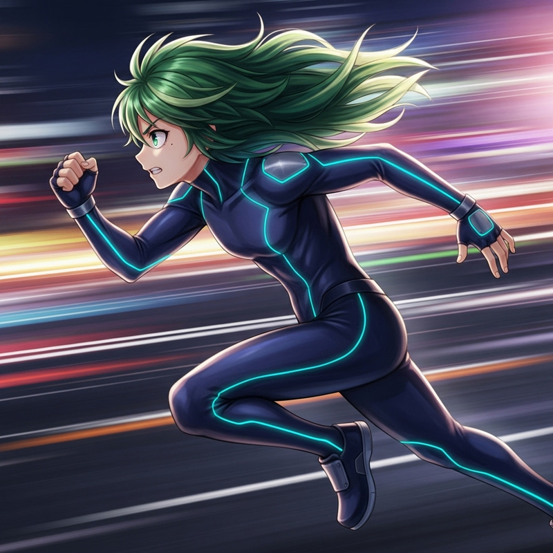 Green-Haired Character Running Animation Green-Haired Character Running Animation