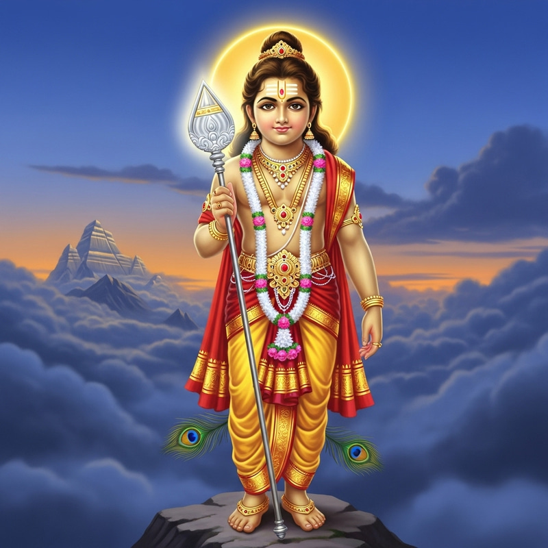 Divine Young Murugan on a Mountain Peak Divine Young Murugan on a Mountain Peak