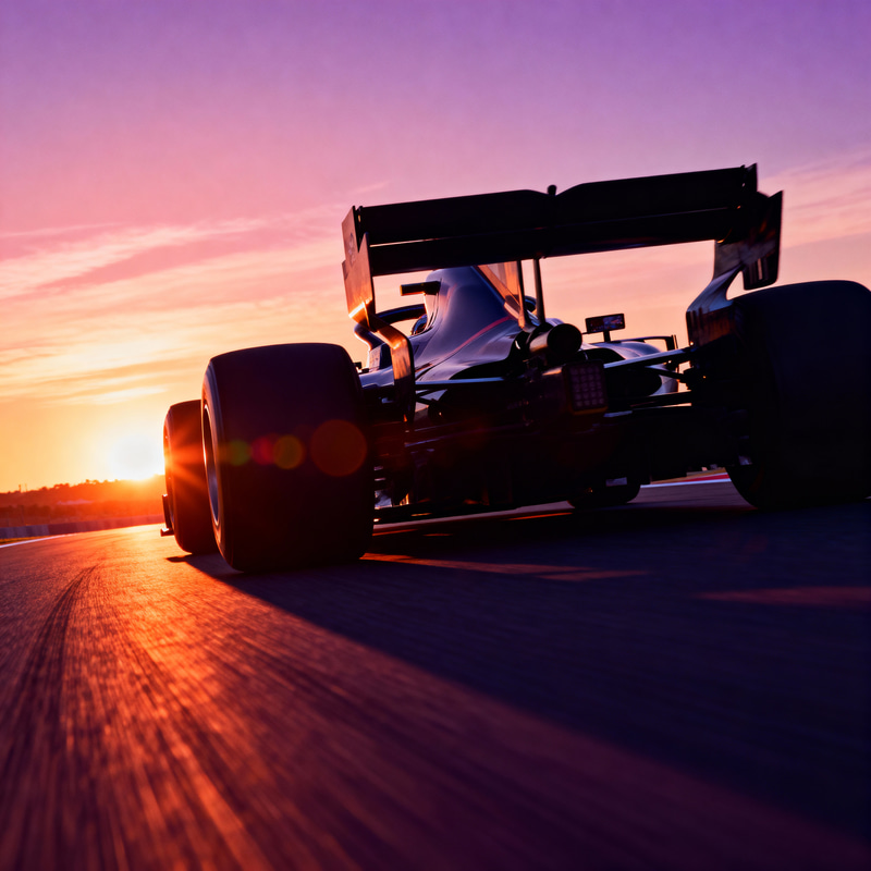 Formula 1 Car Silhouette at Sunset Formula 1 Car Silhouette at Sunset