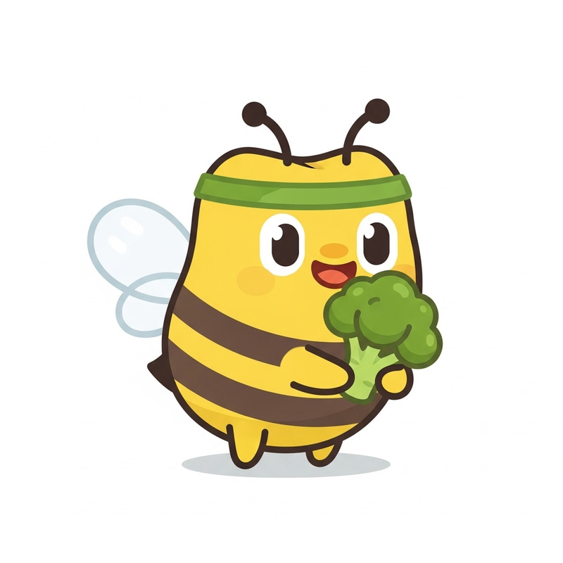 Cute Duolingo-Style Bee Mascot for Wellness