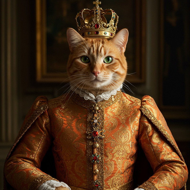 Royal Orange Cat Outfit - Stylish Feline Fashion