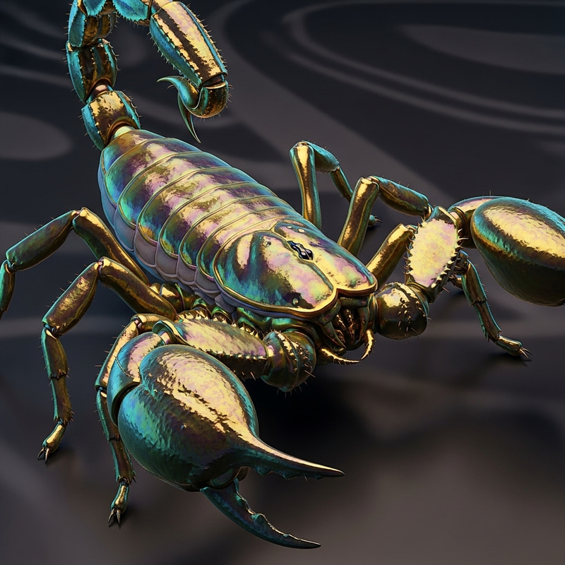 Futuristic Golden Scorpion Art