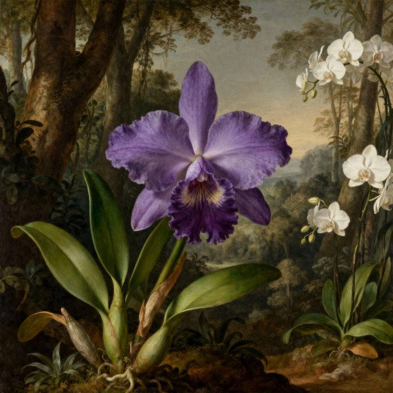 Violet Orchid Portrait in Da Vinci Style Violet Orchid Portrait in Da Vinci Style