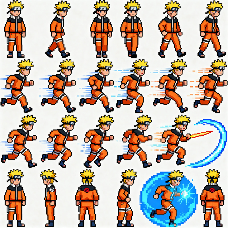 Naruto RPG Pixel Art Sprite Sheet for Game Development Naruto RPG Pixel Art Sprite Sheet for Game Development
