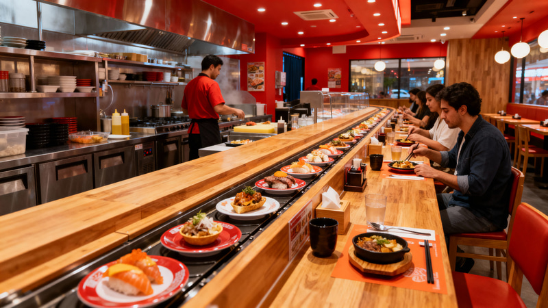 Vibrant Tapas Kaitenzushi Restaurant Interior Design