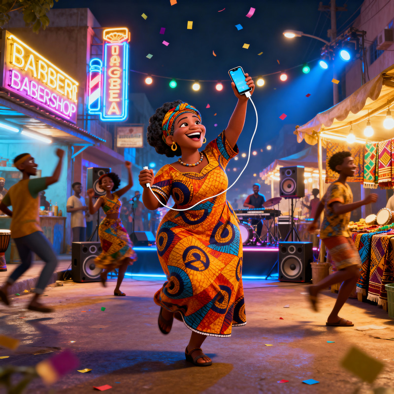 Vibrant Pixar-Style Nigerian Street Scene