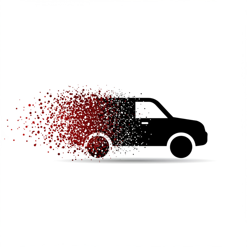 Modern Car Icon with Particle Dissolution Effect Modern Car Icon with Particle Dissolution Effect