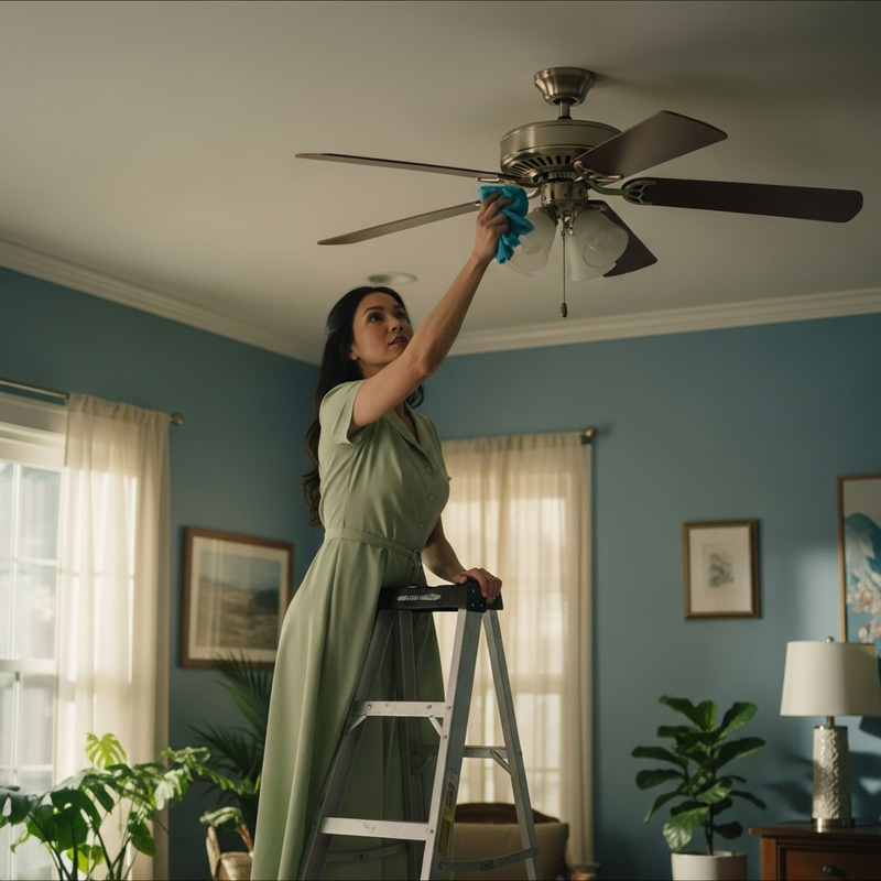 Home Cleaning in a Light Green Dress Home Cleaning in a Light Green Dress